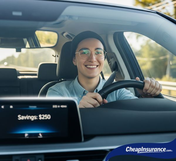 A person driving a car, symbolizing the need for affordable and reliable car insurance for financial security.