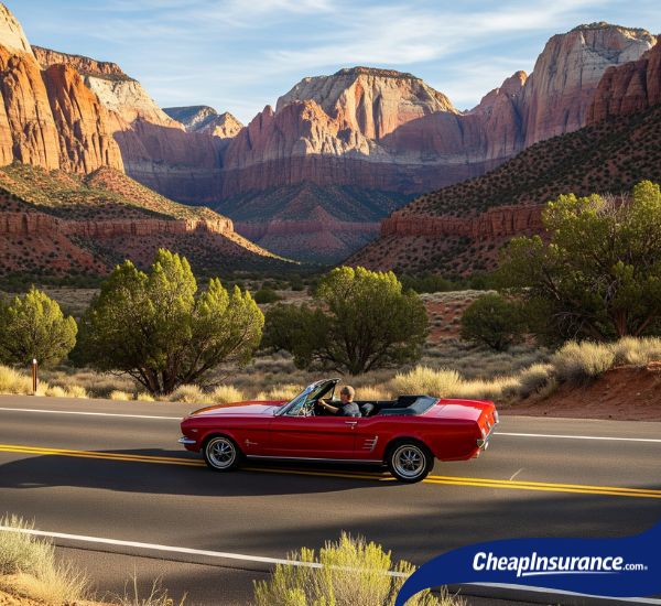 A car driving on a scenic highway in Utah, symbolizing the popular vehicles used for travel and commuting in the state.
